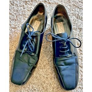 Calico Black Lace-Up Oxford Heels‎ – Women's Vintage Inspired SZ 8